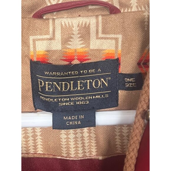 NEW OS Pendleton Rain Coat Poncho Red Hooded Southwestern Print Lining - Picture 6 of 7